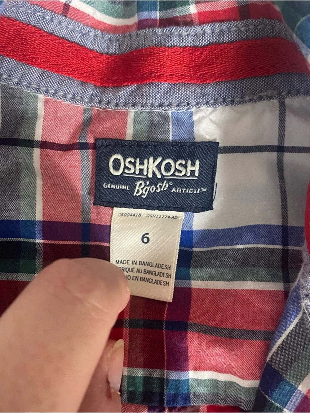 OshKosh Red & Blue Plaid Button-Up Shirt for Kids size 6